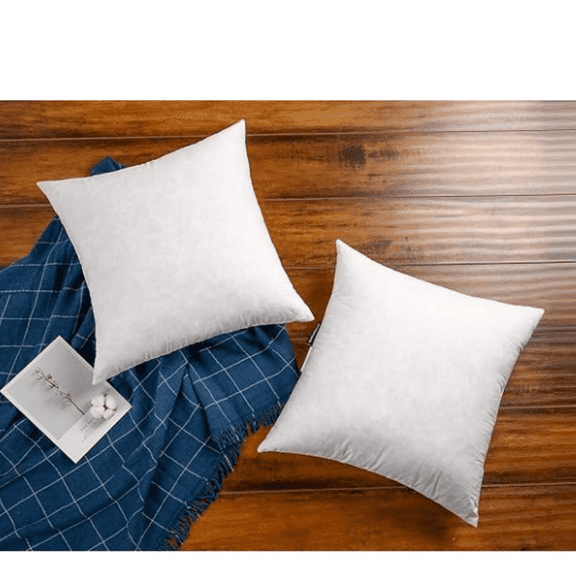 2424 Premium Goose Down Feather Throw Pillow Inserts(Set of 2)-5% Down Filling,High Filling Weight,250 TC Cotton Cover, Square, White