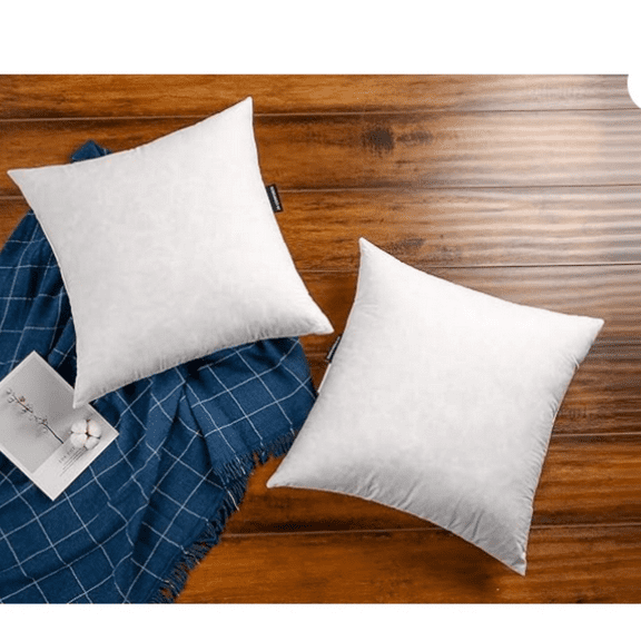 2424 Premium Goose Down Feather Throw Pillow Inserts(Set of 2)-5% Down Filling,High Filling Weight,250 TC Cotton Cover, Square, White