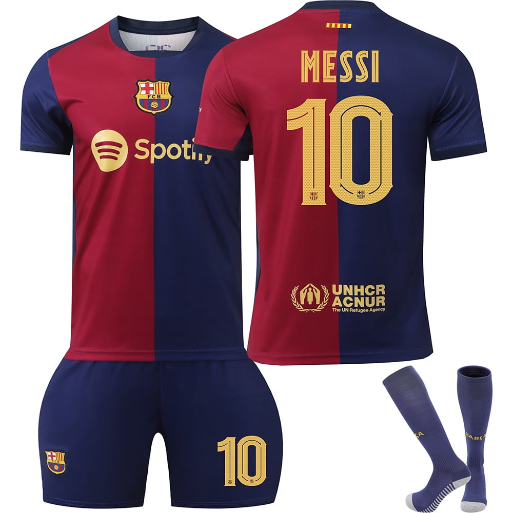 24/25 FC Barcelona Home Soccer Activewear No.10 ME_S_SI Fans Training Football Jerseys Kits For Kids And Adult