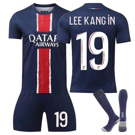 24/25 PSG Blue Home Soccer Activewear Print No.19 Lee Kang In Fans Training Football Jerseys Kits