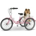 thumbnail image 1 of 24"/26'' Adult Tricycles for Women, Men with Big Basket, 7 Speed 3 Wheel Bikes for Adults, Low-Step Through Frame Tricycle for Adults Seniors, Stable and Safe, 1 of 10