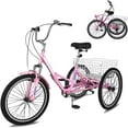 thumbnail image 1 of 24"/26'' Folding Tricycle for Adults Seniors with Big Basket, 7 Speed Low-Step Through Frame 3 Wheel Bikes Suitable for Women, Men for Cycling, Shopping, Exercise, Support up to 450 LBS, 1 of 14