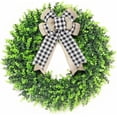 thumbnail image 1 of 24-26'' Large Boxwood Wreath for Front Door, Porch, Window - Foldable Greenery Boxwood Wreaths for Farmhouse Wedding Indoor Outdoor Decor (with Bow), 1 of 9