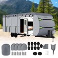 thumbnail image 1 of 24-27 FT RV Cover Upgraded 8 Layers Top Camper Cover Travel Trailer RV Cover with Extra Long Windproof Ropes(Non-Woven Fabric), 1 of 7