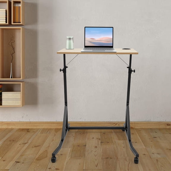 24*29*35.4-46.5in Adjustable Bike Trainer Fitness Desk Freestanding Black&Log Color Standing Desk for Computers Laptops Mugs