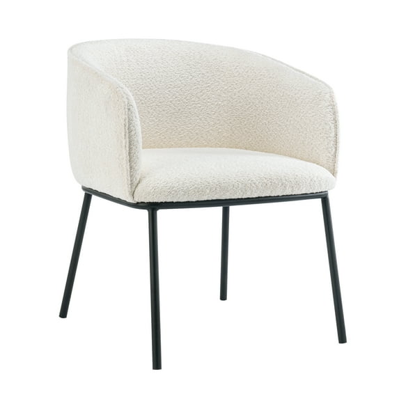 24.2inch Wide Boucle Upholstered Accent Armchair and Barrel Chair,White