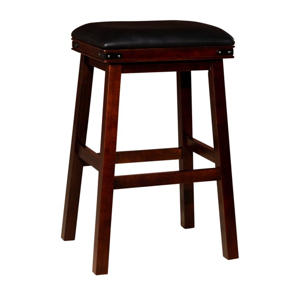 24/30 in Counter/Bar Stool, Espresso Finish, Black Leather | Suitable for Any Kitchen or Bar | Long - lasting and Comfortable Seating Solution