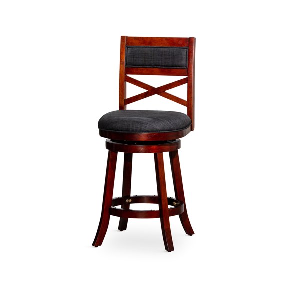 24/30 in Stool with Cherry X-Back and Swivel Feature for Dining Spaces