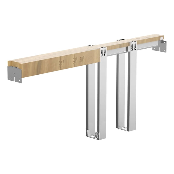 24-30" x 80" Pocket Door Frame Kit with Soft-Close, Smooth Slide, Galvanized Steel, Easy Install
