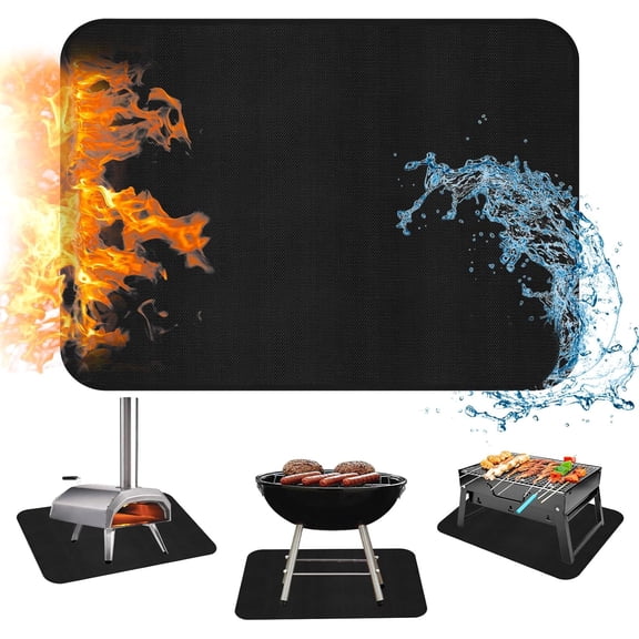2431 inches Heat Resistant Grill Mats for Countertop & Table, Fireproof Mats for Outdoor Grill, Portable Charcoal Grill, Gas Grill, Pizza Oven Compatible with Blackstone, Ninja, Black