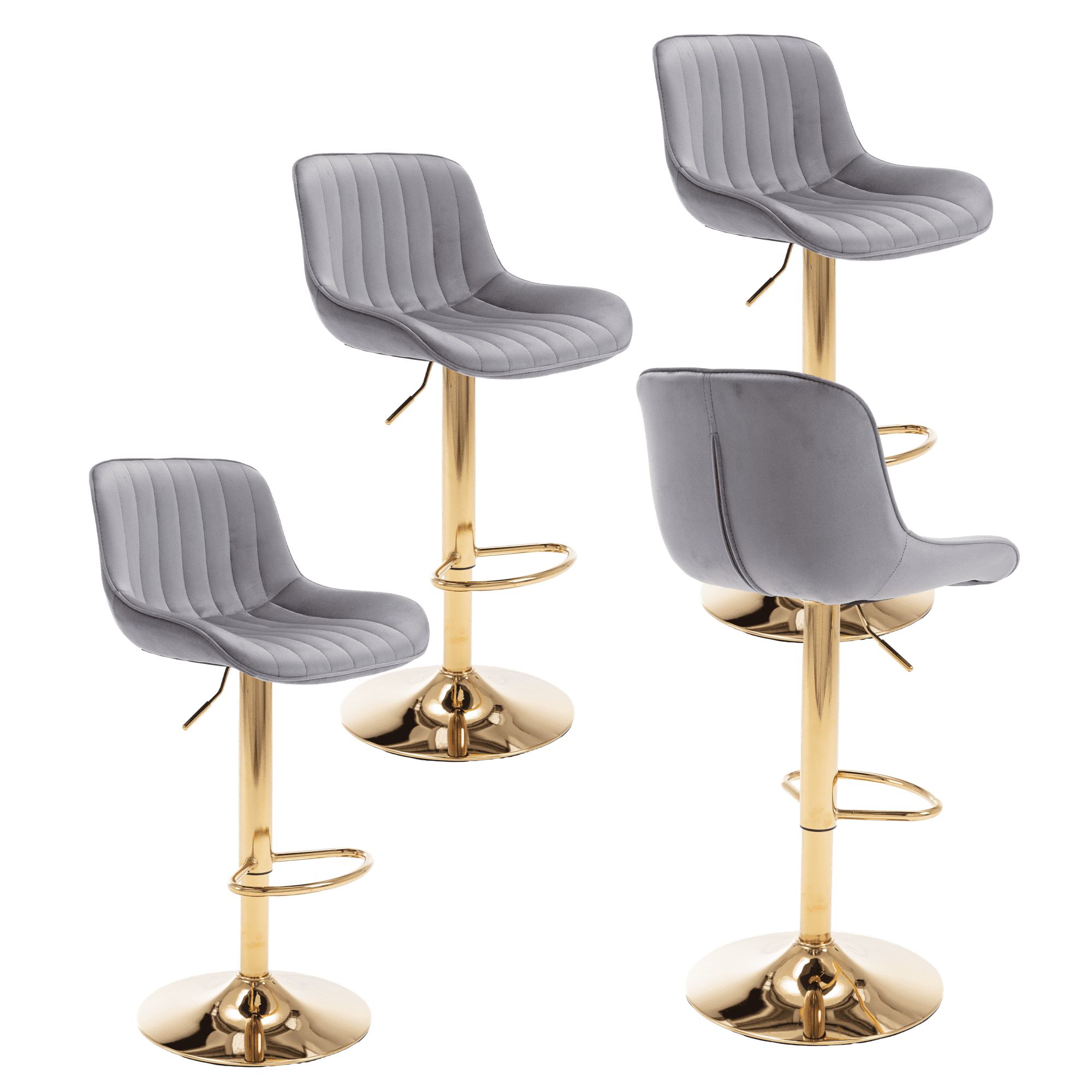 Grey 32in Bar Stools 24-32 Inch Velvet Bar Stools, Counter Height