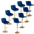 thumbnail image 1 of 24-32 Inch Velvet Bar Stools, Counter Height Adjustable Swivel Barstools High Bar Chairs with Back & Golden Metal Base, Simple Bar Stool with Footrest for Home Kitchen Island, Pub(Navy,Set of 8), 1 of 10