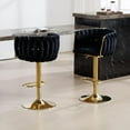 thumbnail image 1 of 24''-33'' Adjustable Bar Stools Set of 2, 360°Swivel Counter Height Bar Chairs Upholstered Velvet Bar Stools with Backs, Gold Bar Stools for Kitchen Island, Pub, Dining Room, Black, 1 of 13