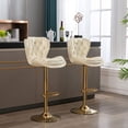 thumbnail image 1 of 24-33Inch Velvet Bar Stools, Counter Height Adjustable Swivel Barstools High Bar Chairs with Back & Golden Metal Base, Stools Chair Footrest for Kitchen Island, Cafe, Bar, Bar Counter(Cream,Set of 2), 1 of 8
