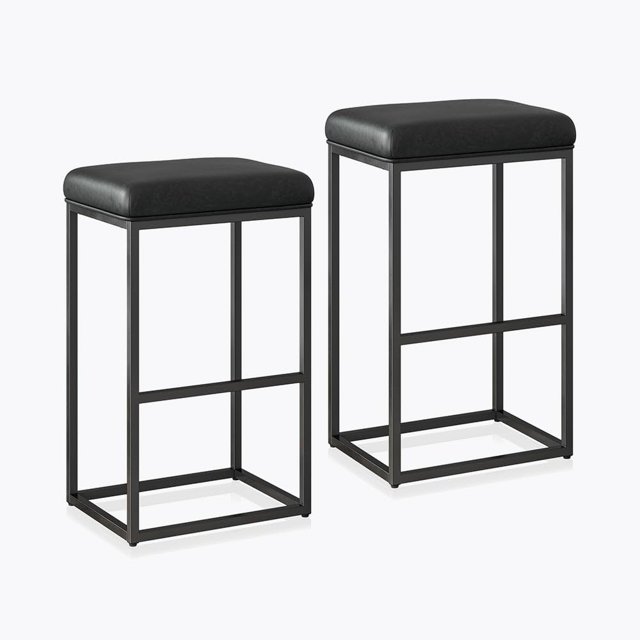 24" Backless Bar Stools Counter Height Barstools Modern Upholstered PU