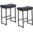 24" Bar Stools Counter Height PU Leather Saddle Stool with Metal Legs