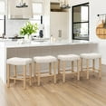 24" Counter Height Bar Stools Backless Counter Stools with Wooden Legs