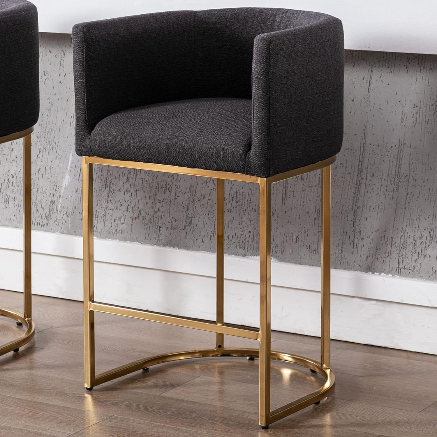 24" H Velet Counter Height Bar Stool with Barrel Back and Arms 4.5" H