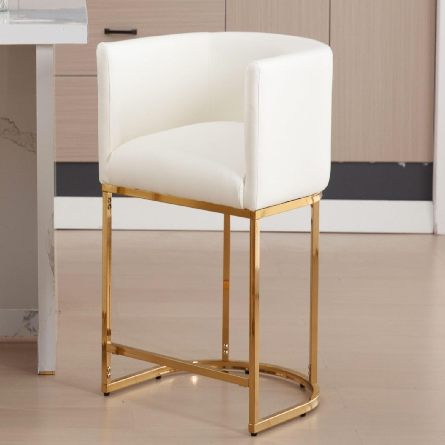 24" H Velet Counter Height Bar Stool with Barrel Back and Arms 4.5" H