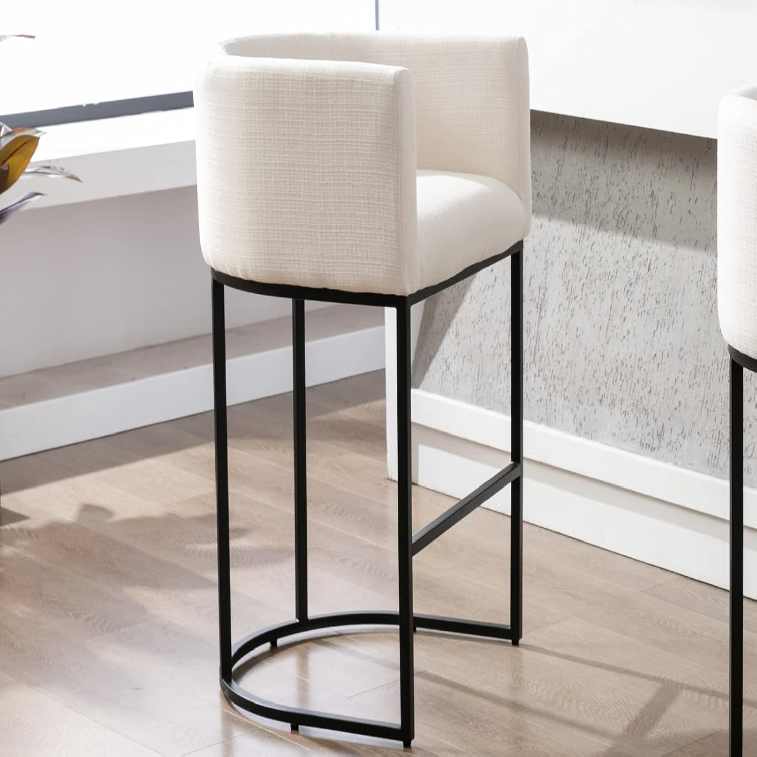 24" H Velet Counter Height Bar Stool with Barrel Back and Arms 4.5" H