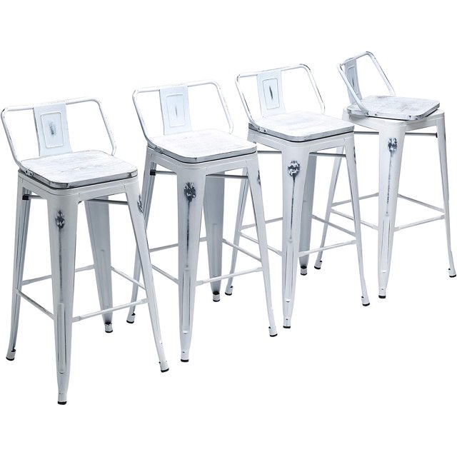 24" Swivel Bar Stools Counter Height Stools with Backs Wood Seat