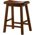 24" Wooden Backless Counter Stool in Dark Walnut (Set of 2)