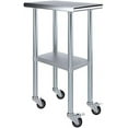24" x 18" Stainless Steel Work Table with Casters Heavy Duty Metal