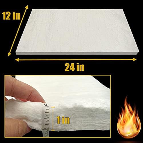 24" x12"x1" (Thick) Ceramic Fiber Blanket Fireproof Insulation Baffle Rated to 2400F, High-Temperature Resistance for Oven Stoves, Kilns, Forges