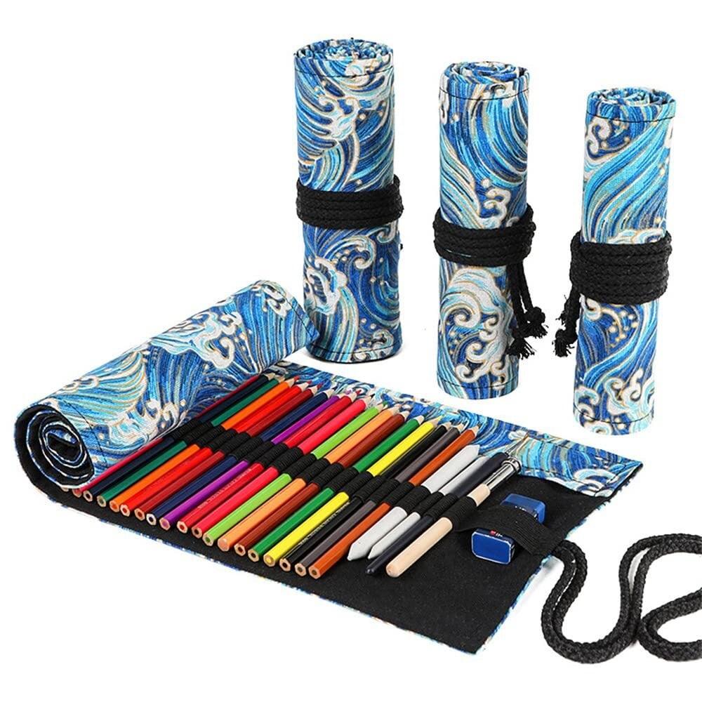 24/36/72 Slots Pencil Wrap Pencil Rolls, Artist Colored Pencils Roll Up ...