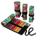 thumbnail image 1 of 24/36/72 Slots Pencil Wrap Pencil Rolls, Artist Colored Pencils Roll Up Bag Short Brushes Pouch Case Pencils Organizer for Drawing Coloring and Sketching (Black, 72slots), 1 of 7