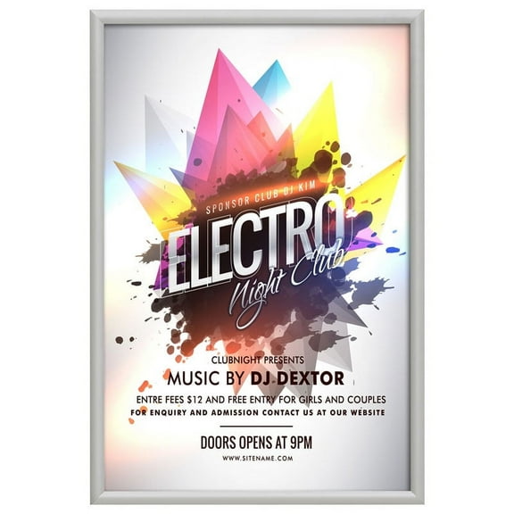 24×36 Fire Resistant Snap Poster Frame 1 inch Silver Mitered Corner