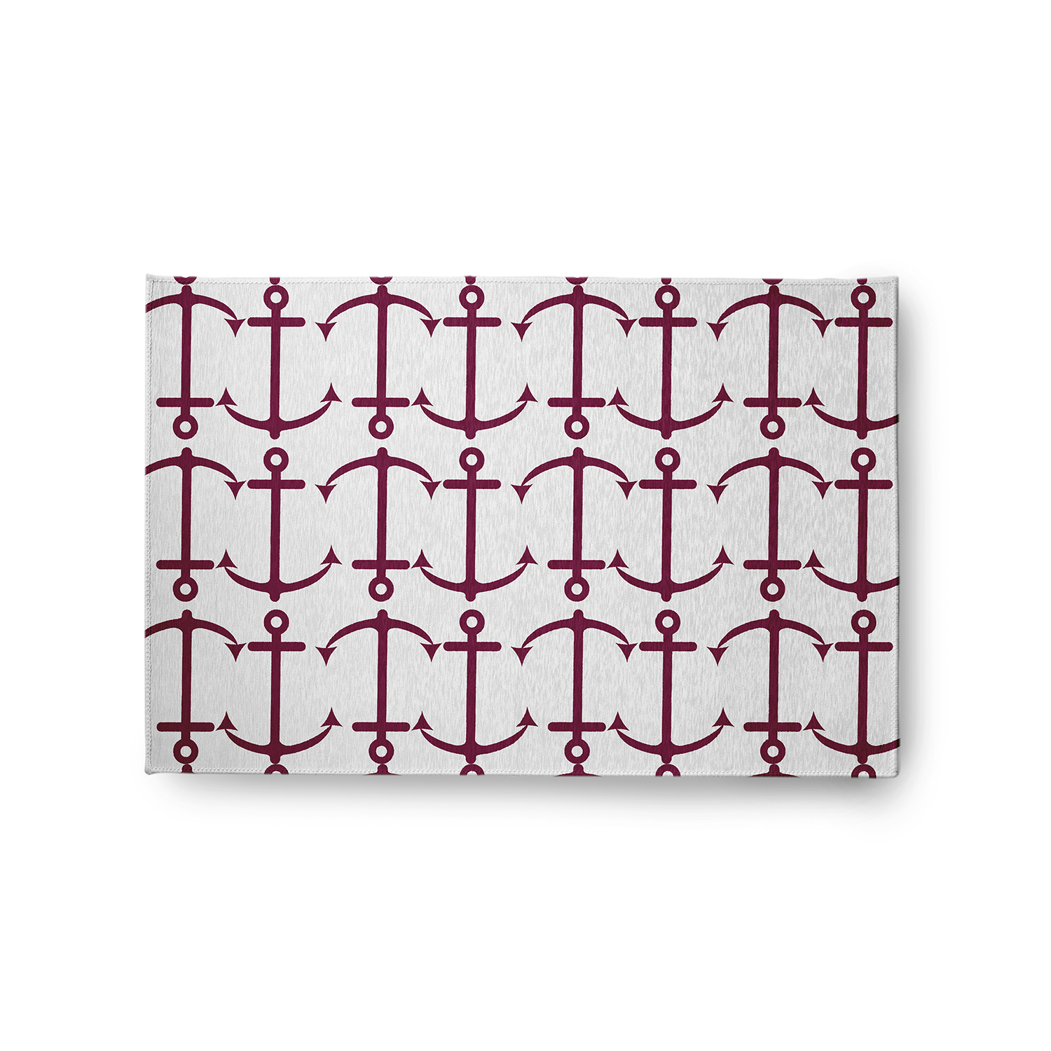 24" 36" Simply Daisy Anchor Pattern Beach Style Chenille Area Rug, Maroon Red