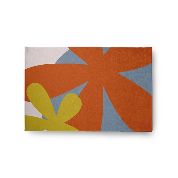 24" 36" Simply Daisy Bold Flowers Modern & Contemporary Chenille Area Rug, Perfect Orange