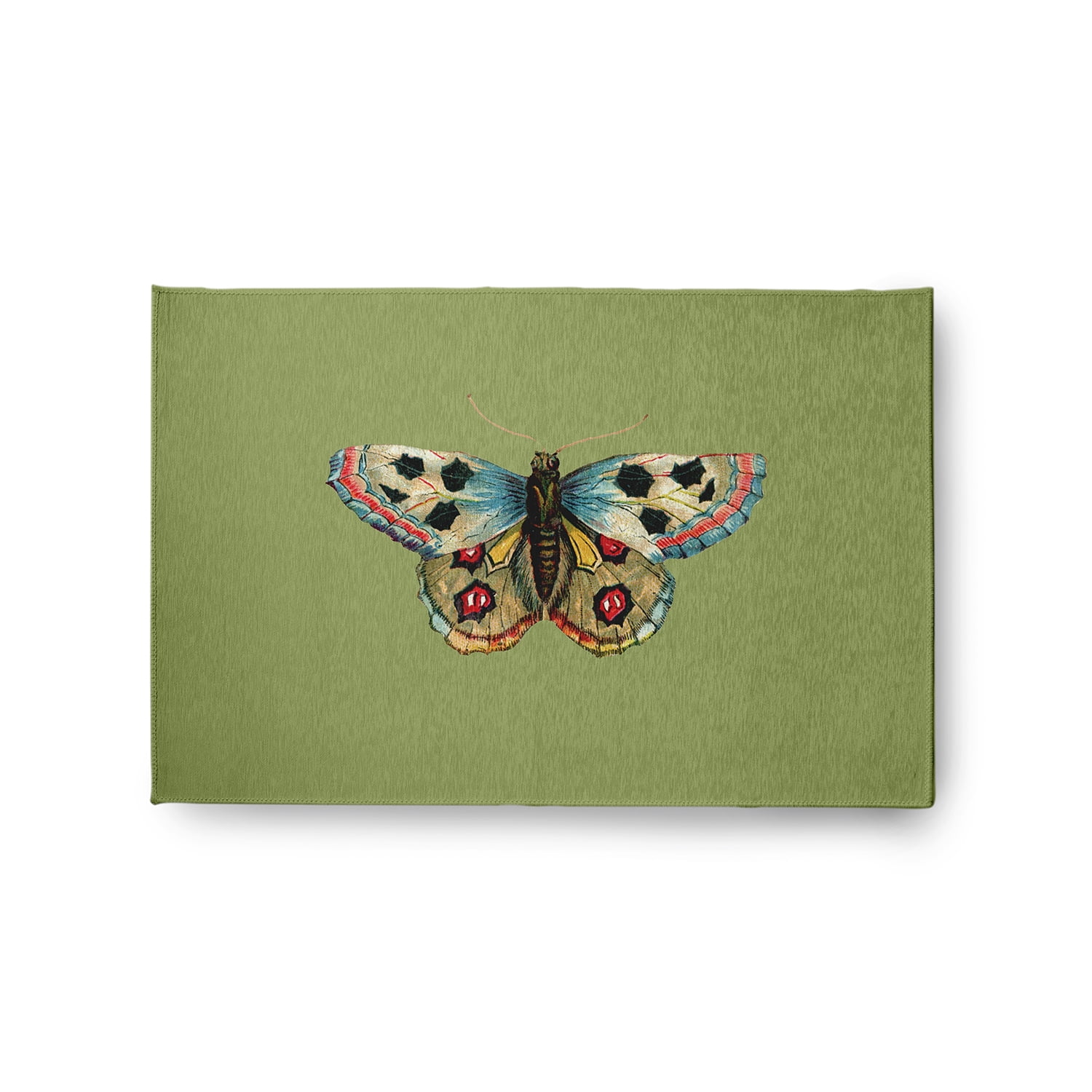 24" 36" Simply Daisy Brushfoot Butterfly Novelty Chenille Area Rug, Apple Green