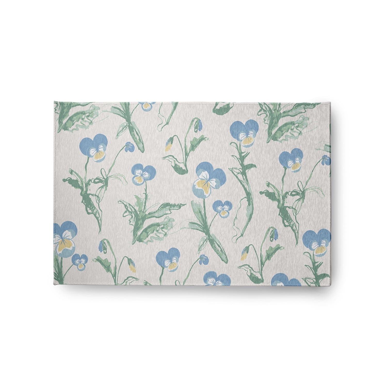 24" 36" Simply Daisy Bunch of Pansies Casual Chenille Area Rug, Blue