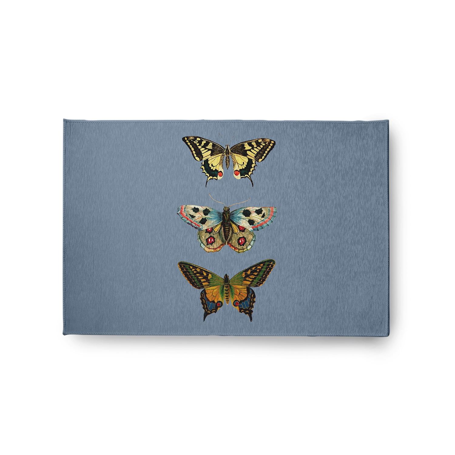 24" 36" Simply Daisy Butterflies Novelty Chenille Area Rug, Dusty Smoke Blue