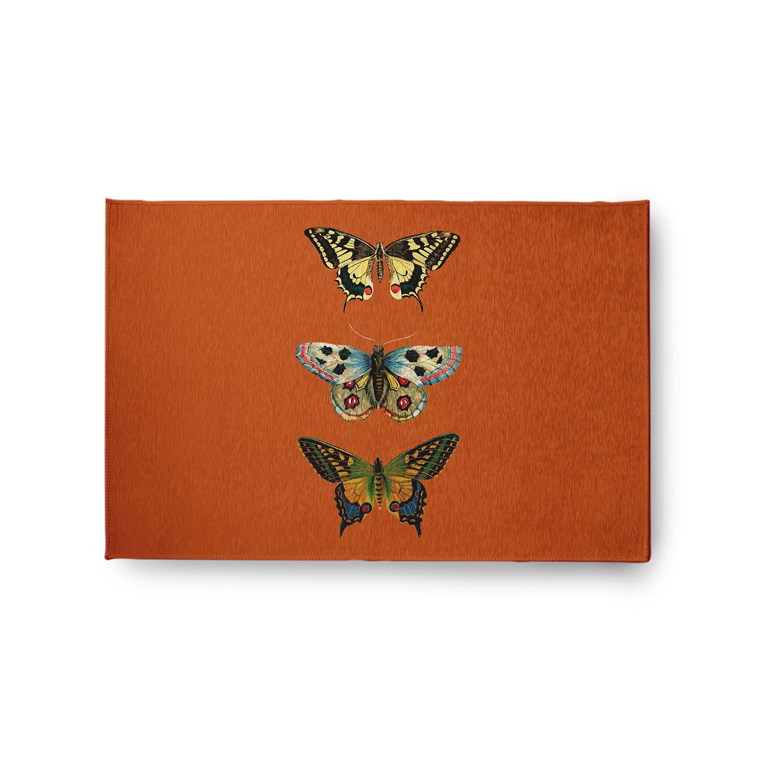 24" 36" Simply Daisy Butterflies Novelty Chenille Area Rug, Perfect Orange