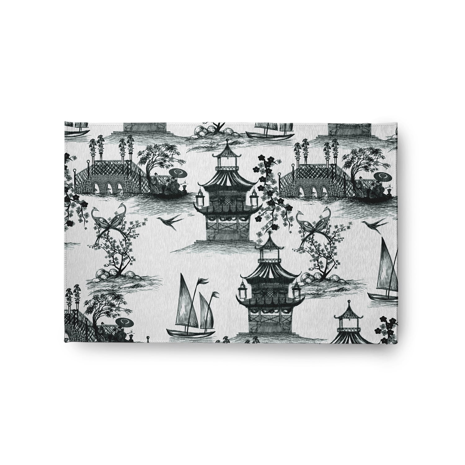 24" 36" Simply Daisy China Old Oriental Chenille Area Rug, Black