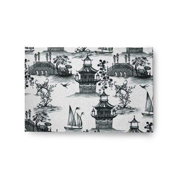 24" 36" Simply Daisy China Old Oriental Chenille Area Rug, Black