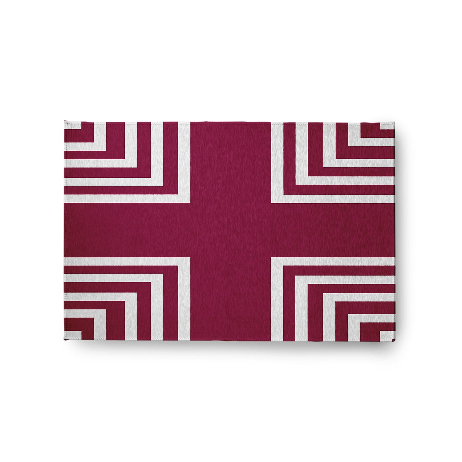 24" 36" Simply Daisy Corner Stripes Modern & Contemporary Chenille Area Rug, Maroon Red