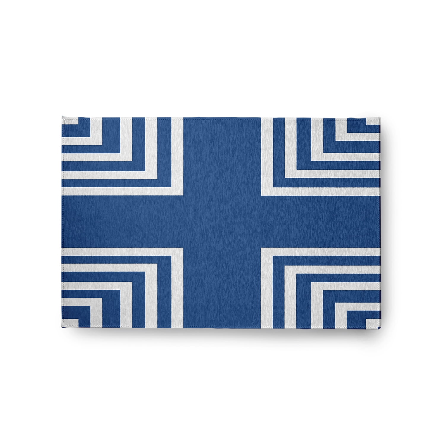 24" 36" Simply Daisy Corner Stripes Modern & Contemporary Chenille Area Rug, Nautical Navy