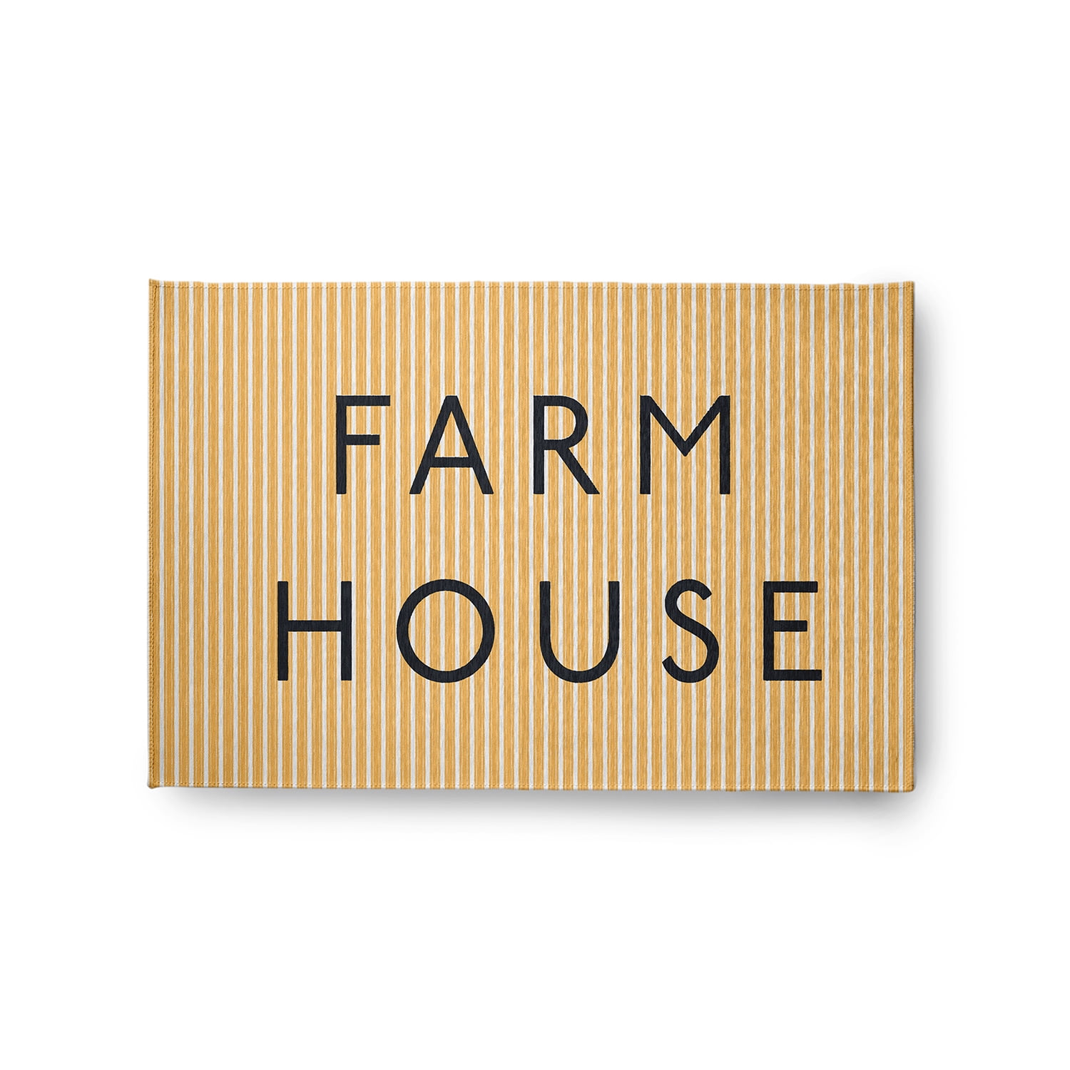 24" 36" Simply Daisy Farmhouse Ticking Farmhouse Chenille Area Rug, Egg Yolk Yellow