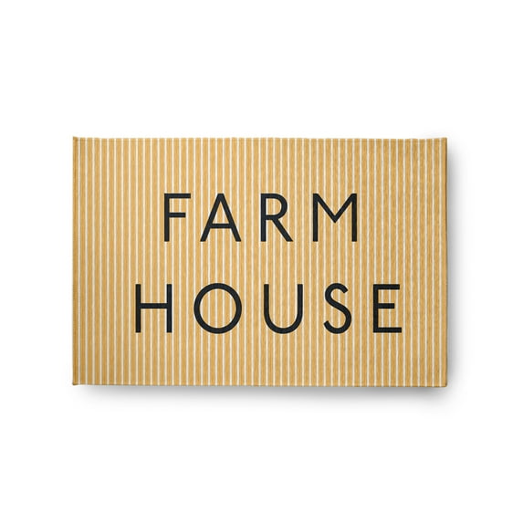 24" 36" Simply Daisy Farmhouse Ticking Farmhouse Chenille Area Rug, Egg Yolk Yellow