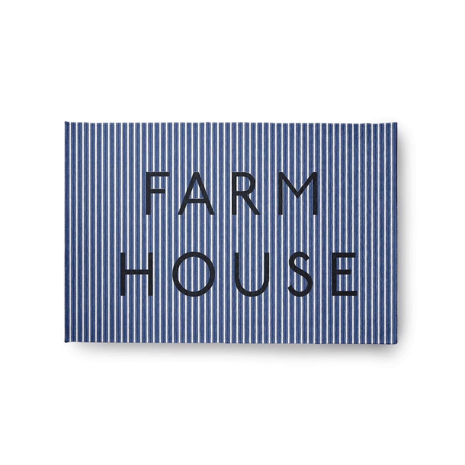 24" 36" Simply Daisy Farmhouse Ticking Farmhouse Chenille Area Rug, Nautical Navy