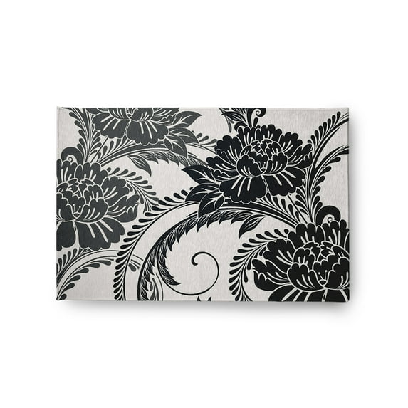 24" 36" Simply Daisy Flower Flourish French Country Chenille Area Rug, Black