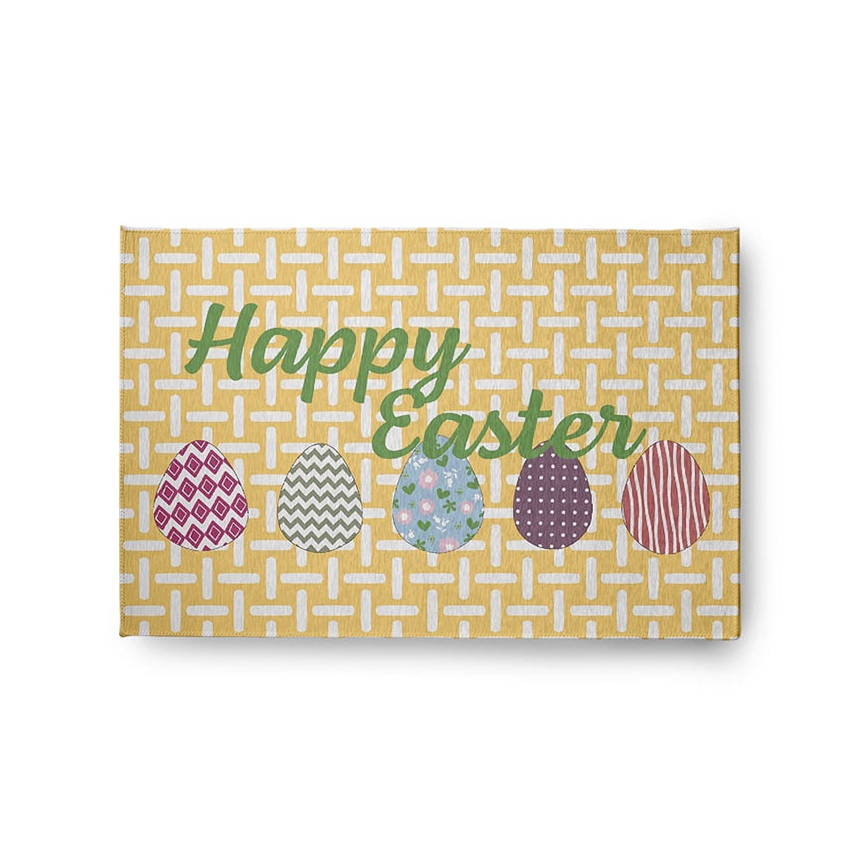 24" 36" Simply Daisy Happy Easter Novelty Chenille Area Rug, Daffodil Yellow