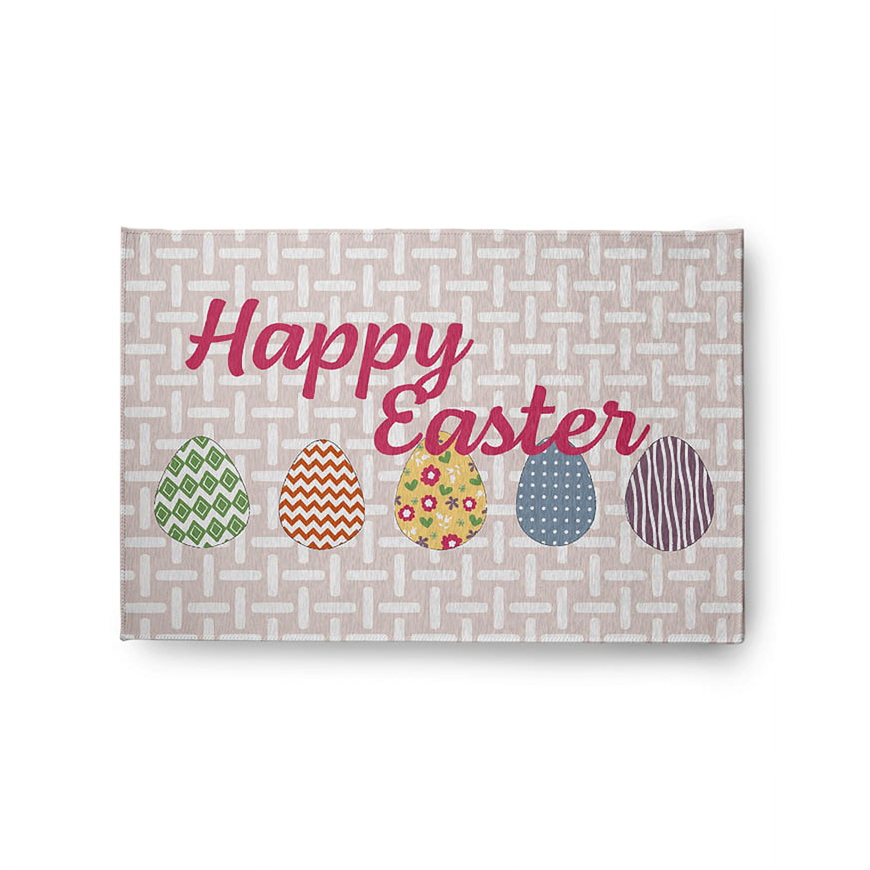 24" 36" Simply Daisy Happy Easter Novelty Chenille Area Rug, Shell Pink