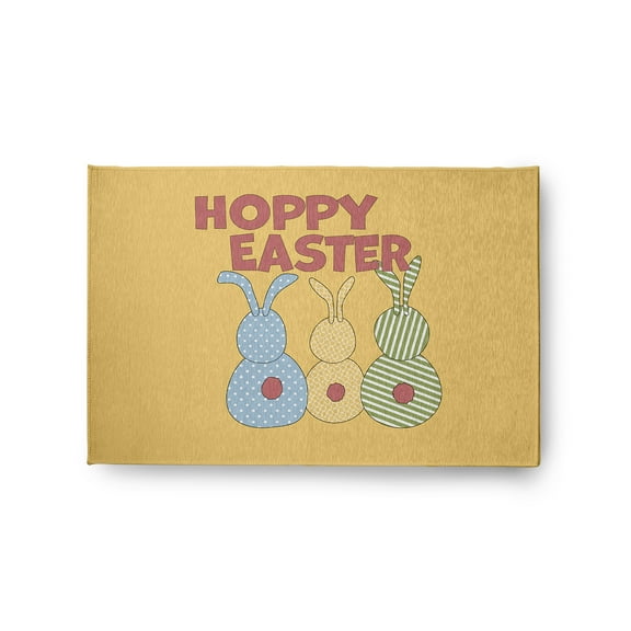 24" 36" Simply Daisy Hoppy Easter Novelty Chenille Area Rug, Daffodil Yellow