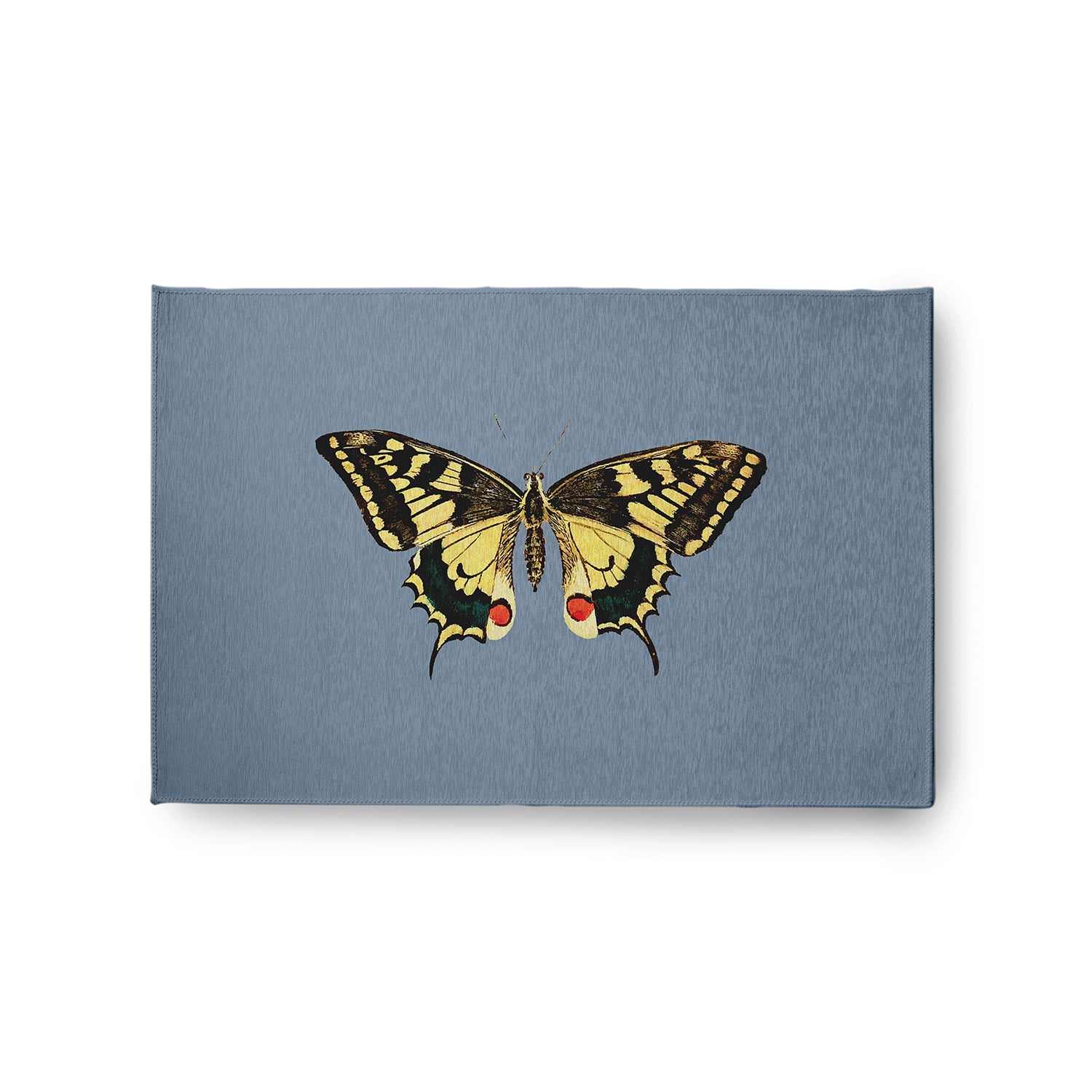 24" 36" Simply Daisy Rare Swallowtail Butterfly Novelty Chenille Area Rug, Dusty Smoke Blue