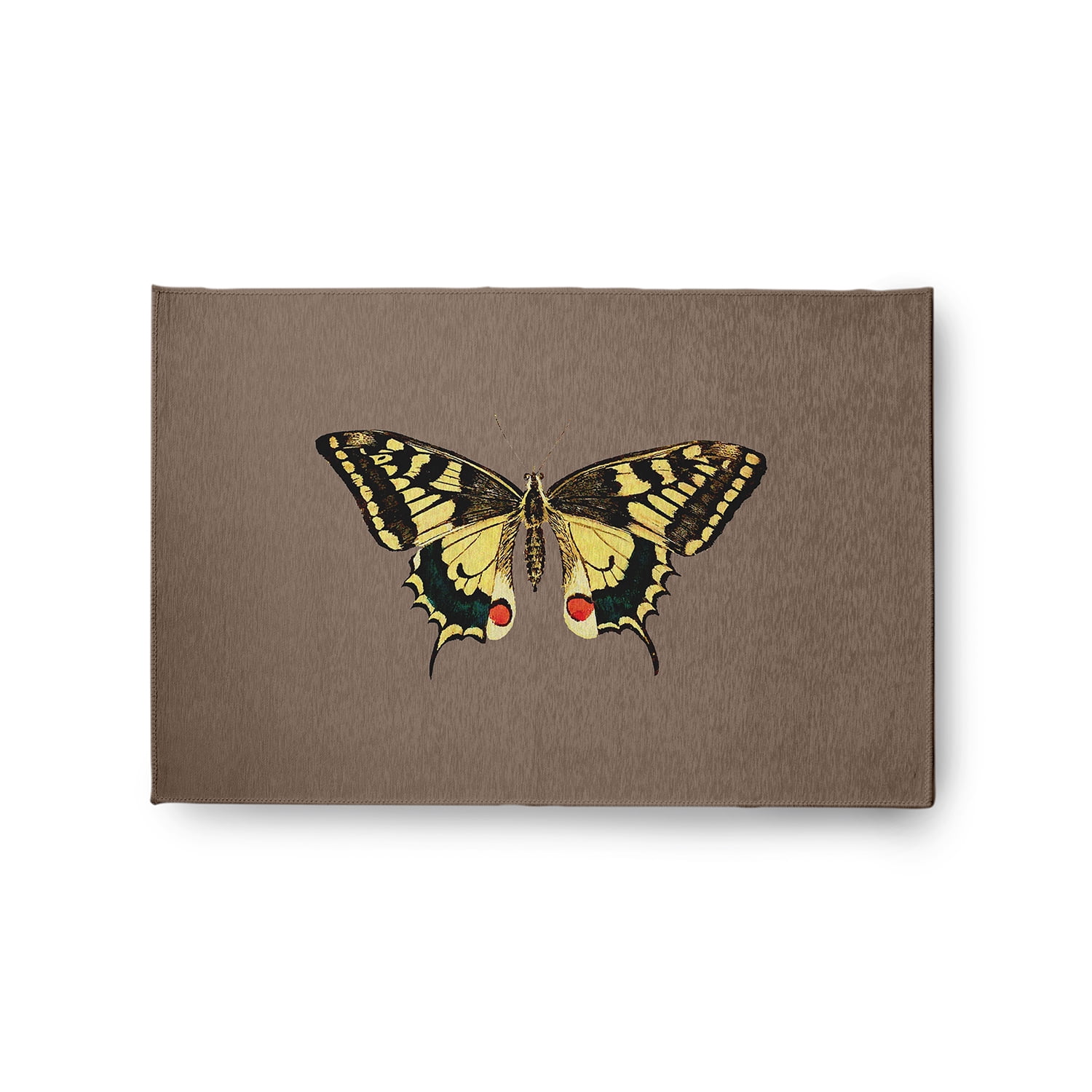 24" 36" Simply Daisy Rare Swallowtail Butterfly Novelty Chenille Area Rug, Ginger Snap Brown